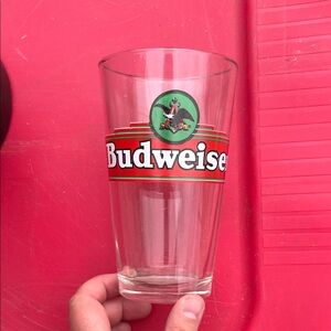Budweiser Glass with Red and Green Logo
